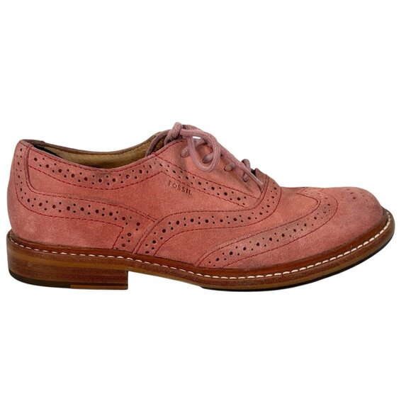 Fossil Batey Boyfriend Women loafer Shoes Size 6.5 pink Suede - Picture 2 of 9